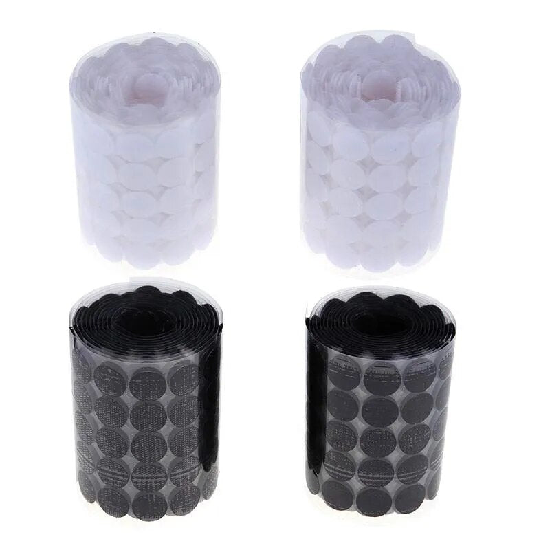 Self Adhesive Fastener Tape Dots 10/15/20/25/30mmSticker Dots Adhesive Tape White Black Round Hook Loop Boob Tape Strong Glue