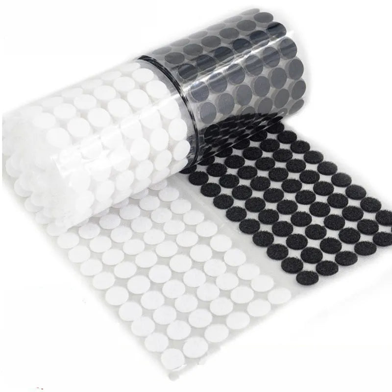 Self Adhesive Fastener Tape Dots 10/15/20/25/30mmSticker Dots Adhesive Tape White Black Round Hook Loop Boob Tape Strong Glue