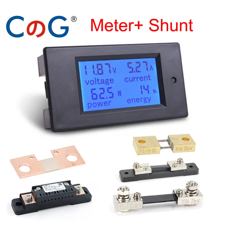 20A/50A/100A Digital Meter DC 6.5-100V Voltmeter Ammeter LCD 4 in 1 DC Voltage Current Power Energy Detector Amperimetro Shunt