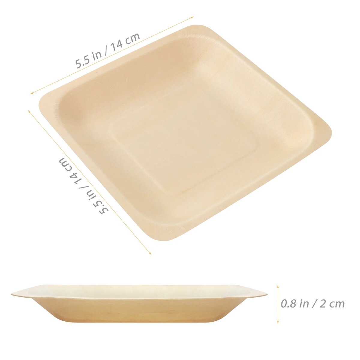 50/100pcs Square Disposable Wooden Plate and  Spoon Party Plates Tableware for Wedding Restaurant Picnic Birthday 140x140mm