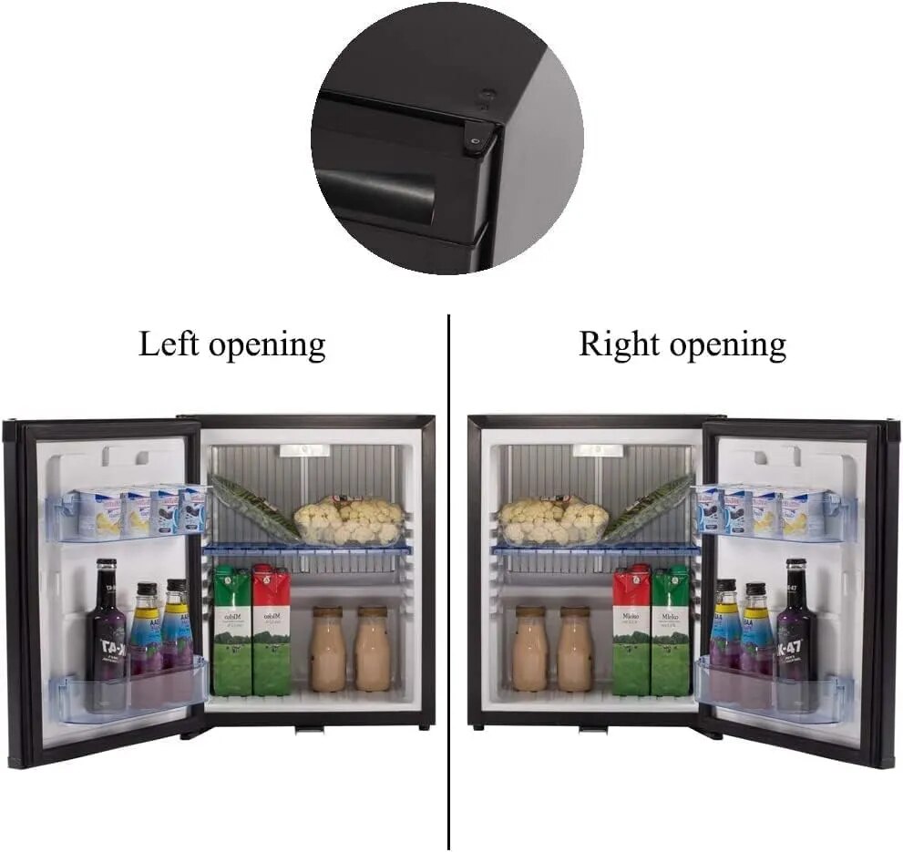 Fridge with Lock Compact Refrigerator for Bedroom Dorm Office No Noise,12V/110V,1.0 Cubic Feet, Black