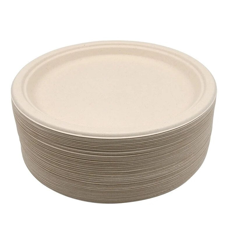 50 Pcs Disposable Paper Plates Compostable Biodegradable Plates Eco-Friendly Recyclable Perfect for Picnics and Parties