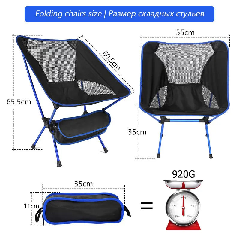 Portable Folding Chair Outdoor Camping Chairs Oxford Cloth Ultralight For Travel Beach BBQ Hiking Picnic Seat Fishing Tools